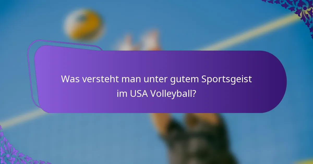 Was versteht man unter gutem Sportsgeist im USA Volleyball?